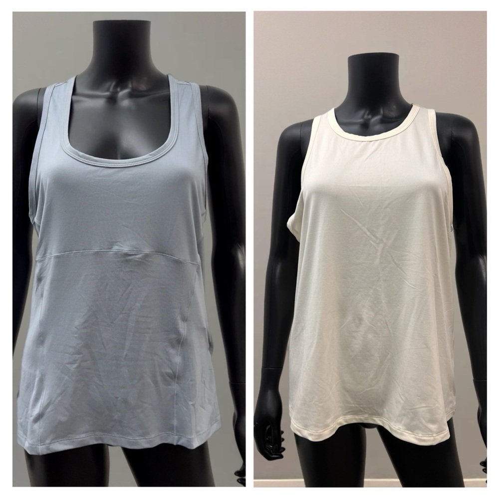 NWOT Fabletics Women's Tank Top Bundle L Gray‎ & Butter Yellow Trendy Activewear